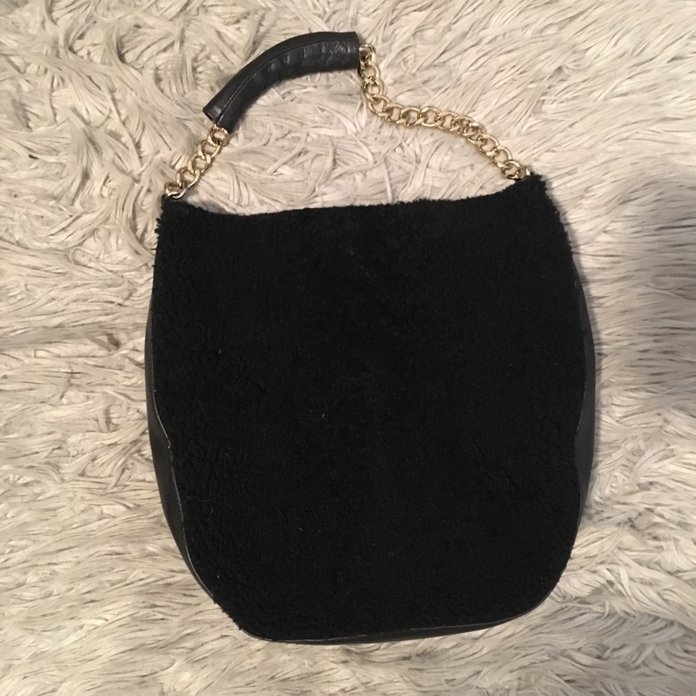 Clare V Black Sherpa Leather Hobo Bag
